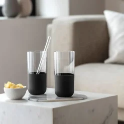 Villeroy & Boch Manufacture Rock long drink glass 30 cl 4-pack, Clear BlackTransparent