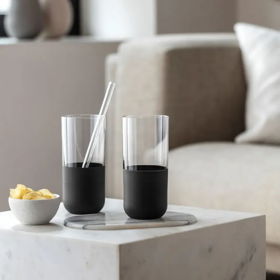 Villeroy & Boch Manufacture Rock long drink glass 30 cl 4-pack, Clear BlackTransparent