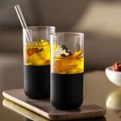 Villeroy & Boch Manufacture Rock long drink glass 30 cl 4-pack, Clear BlackTransparent