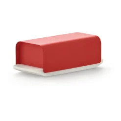 Alessi Mattina butter dish 9.5x21 cm, Red-stainless steel RedGrey Clearance