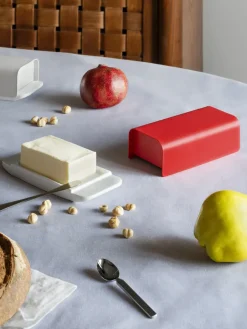 Alessi Mattina butter dish 9.5x21 cm, Red-stainless steel RedGrey Clearance