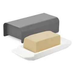 Alessi Mattina butter dish 9.5x21 cm, Dark Grey Outlet