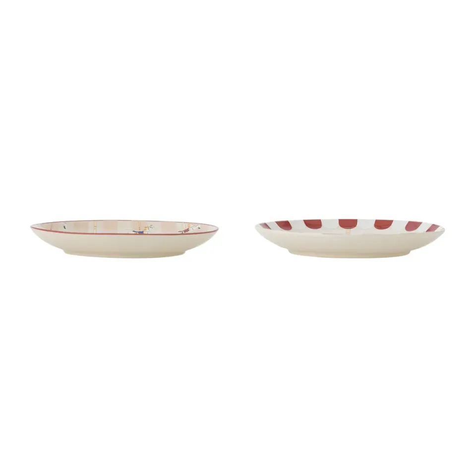 Bloomingville Merry-go-round plate Ø16 cm 2 pieces, Beige- Red