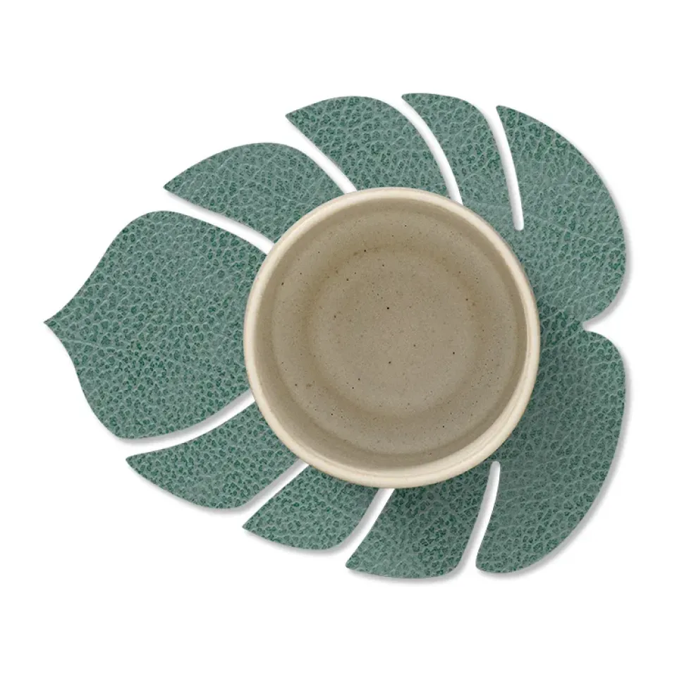 LIND DNA Monstera Leaf Hippo coaster, Pastel Green