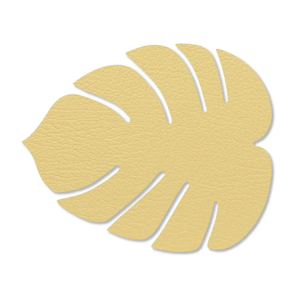 LIND DNA Monstera Leaf Hippo coaster, gold Gold-coloured New