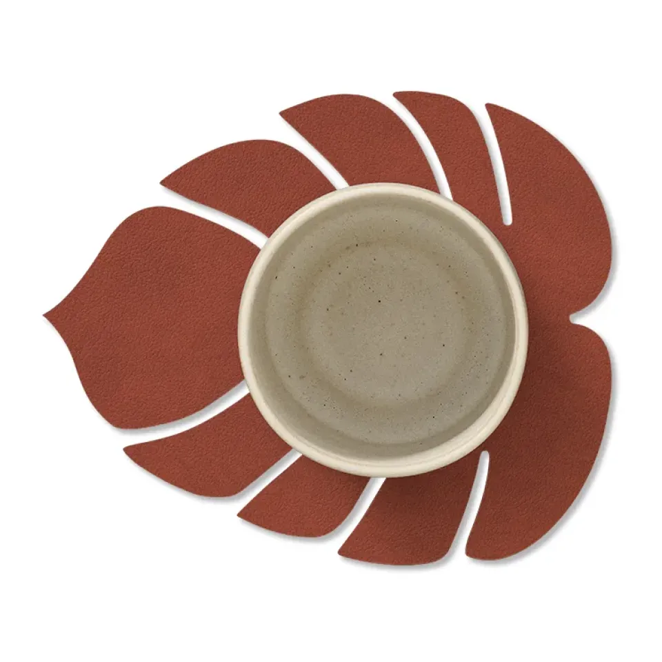 LIND DNA Monstera Leaf Nupo coaster, Sienna Red New