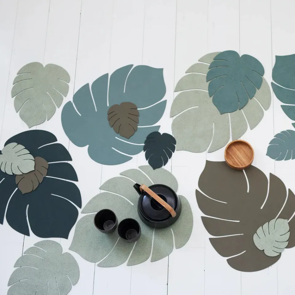 LIND DNA Monstera Leaf Nupo coaster, Army green Brown Online