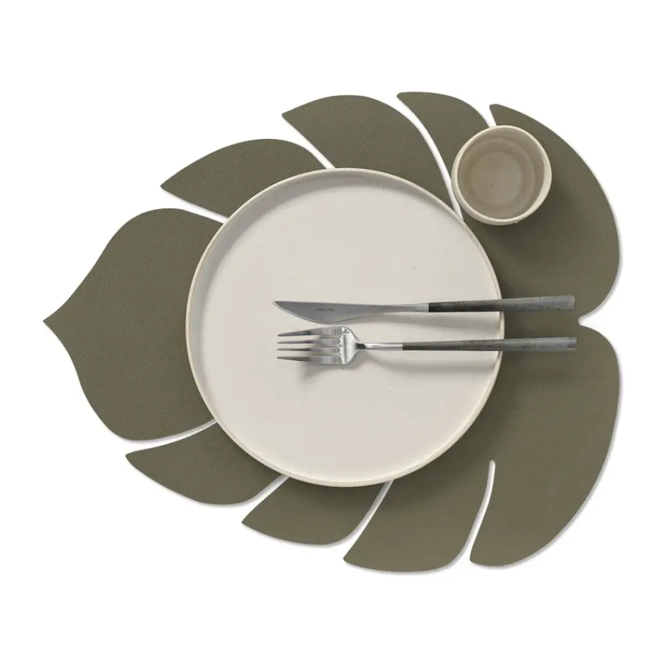LIND DNA Monstera Leaf Nupo placemat L, Army green Brown Sale