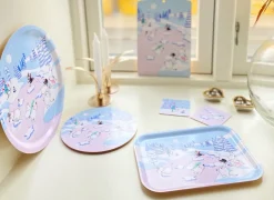 Opto Design Moomin coaster winter 2022 9x9 cm 4-pack, Blue-white-pink BlueWhitePink Discount