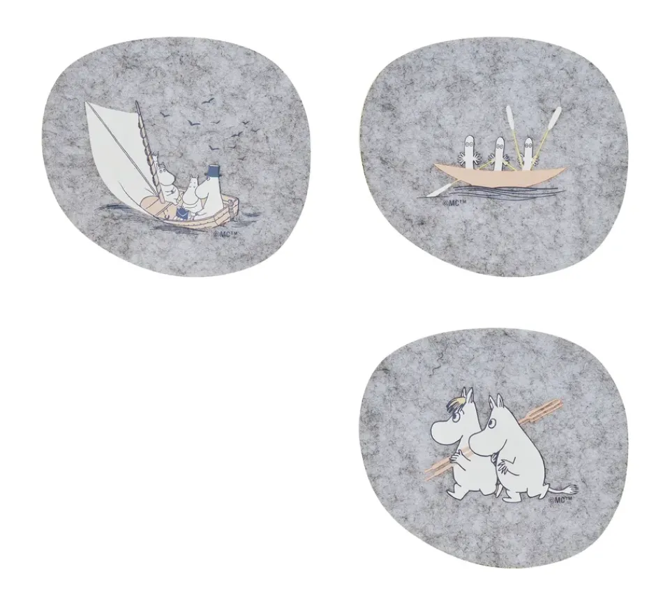 Muurla Moomin coaster 9.5x11 cm 4 pieces, Sailors Grey Clearance