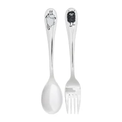 Hackman Moomin cutlery childrens set 2-pack, Mumintrollet & stinky Silver-coloured Clearance