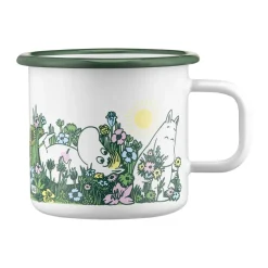 Muurla Moomin enamel mug 37 cl, In the garden White Best