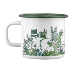 Muurla Moomin enamel mug 37 cl, In the garden White Best