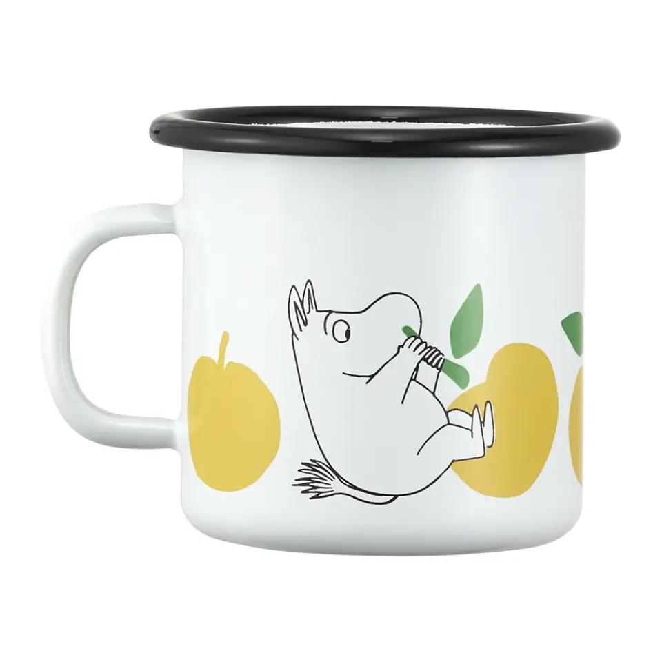 Muurla Moomin enamel mug 25 cl, Joyfull Apples White New