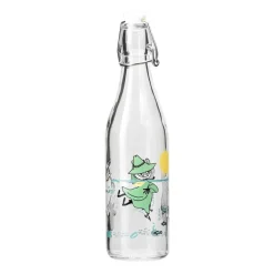 Muurla Moomin glass bottle 0.5 l, Fun in the water TransparentBlue