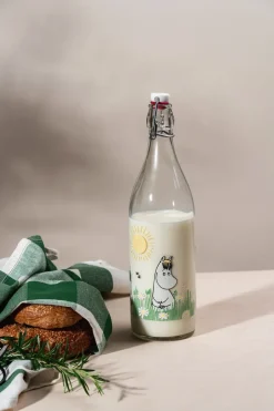 Muurla Moomin glass bottle 1 L, Meadow Transparent Outlet