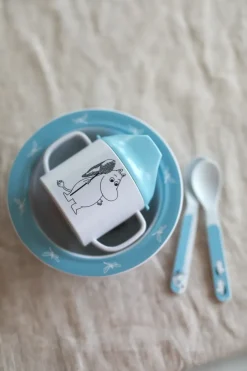 Rätt Start Moomin Water & Bath sippy cup & suction cup plate, Blue Clearance