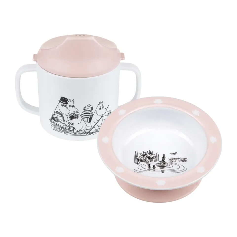 Rätt Start Moomin Water & Bath sippy cup & suction cup plate, Pink Discount