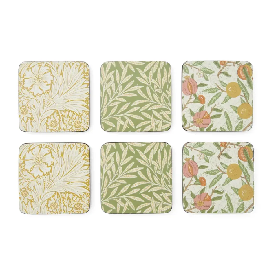 Pimpernel Morris & Co Simpley mixed glass coasters 6 pieces, Fruit, Willow, Marigold Multi Best