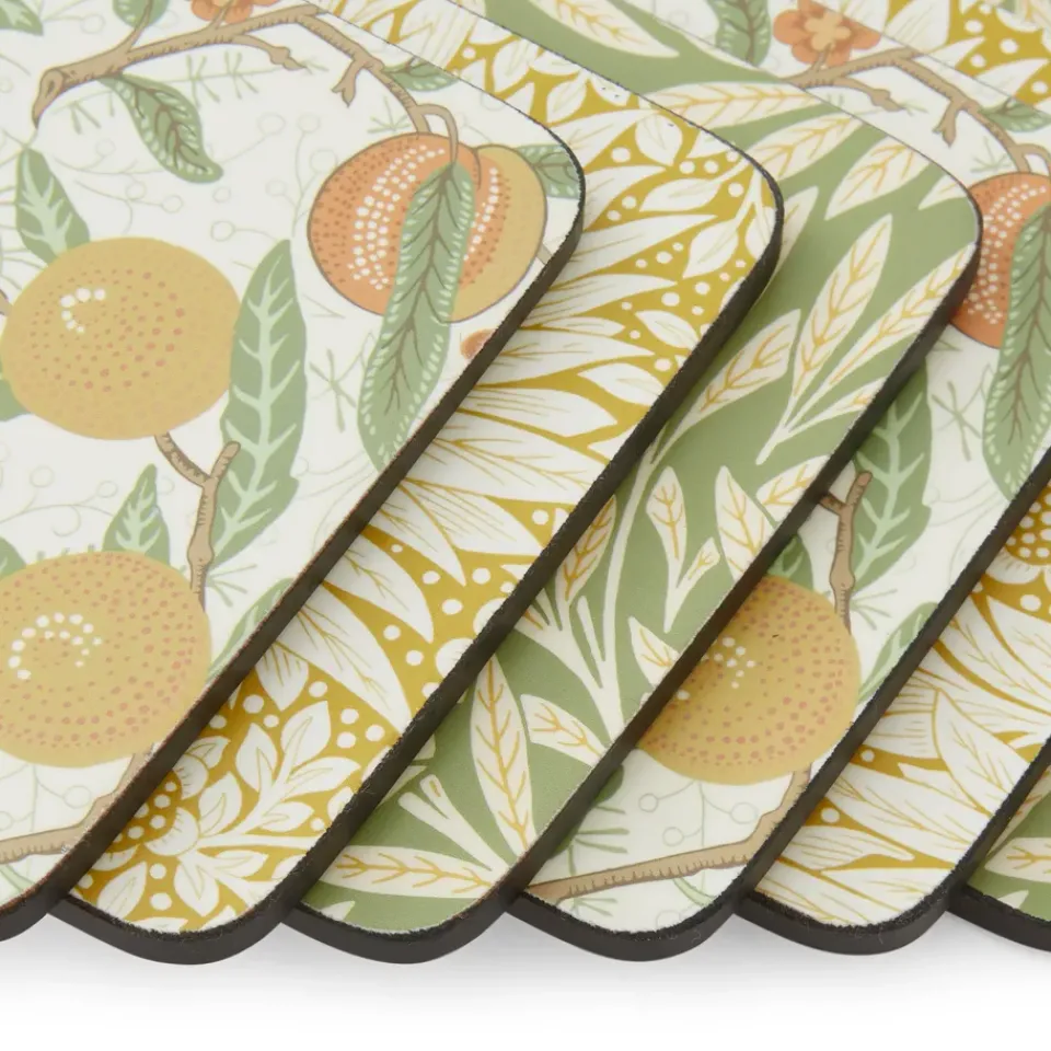 Pimpernel Morris & Co Simpley mixed glass coasters 6 pieces, Fruit, Willow, Marigold Multi Best