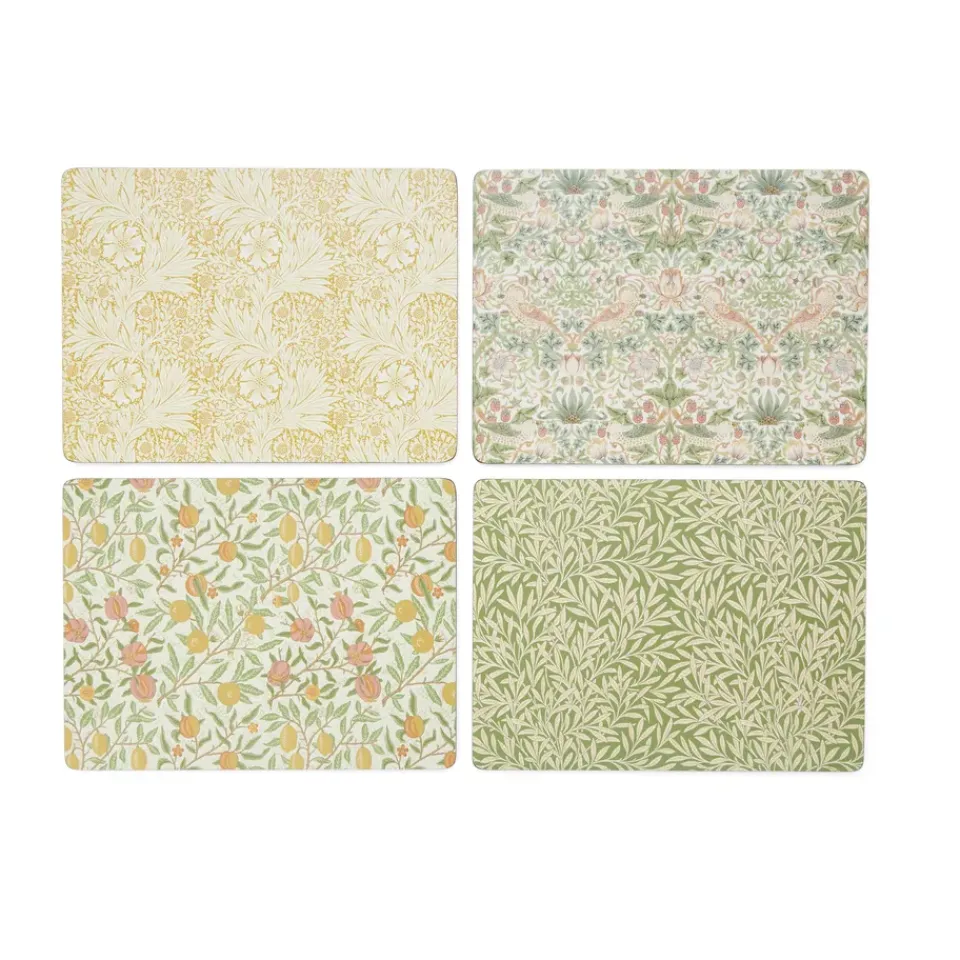 Pimpernel Morris & Co Simpley mixed placemat 4 pieces, Fruit, Willow, Strawberry Thief, Marigold Multi Clearance