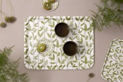 Åry Home Mougli Green coaster Ø11 cm 4-pack, Green-white GreenWhite