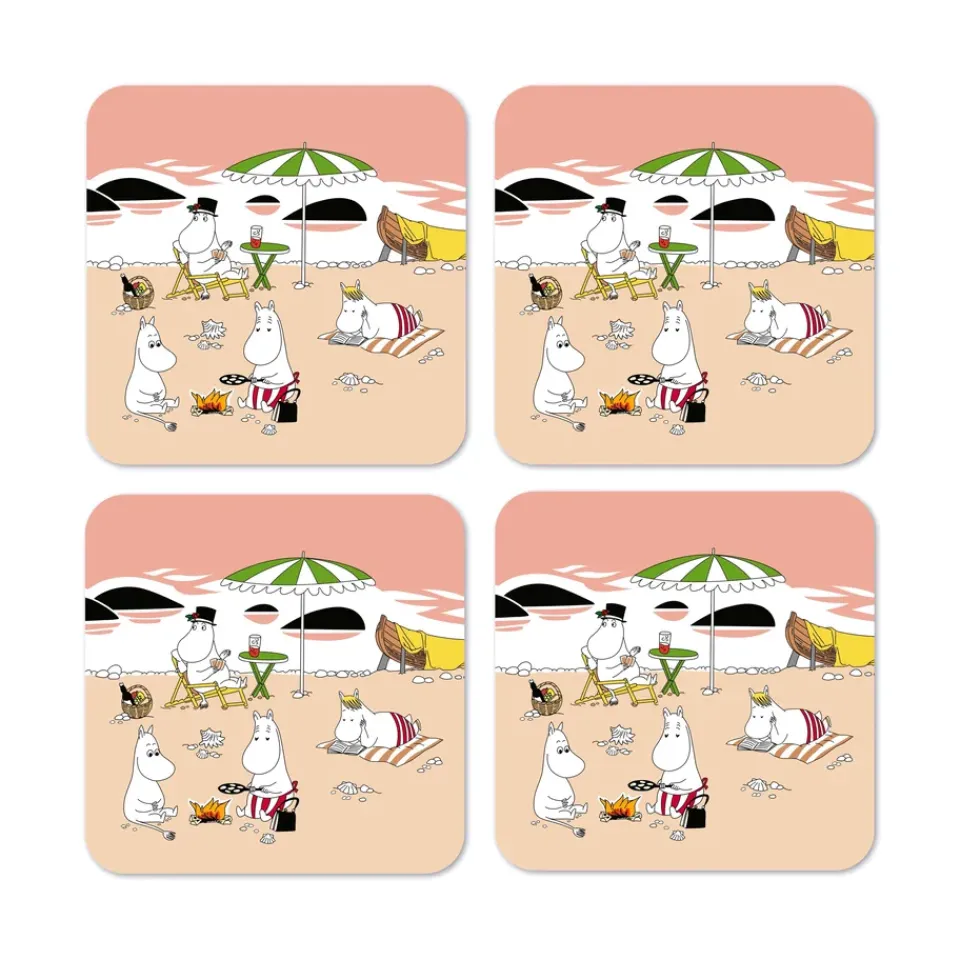 Opto Design Mumin coaster summer 2021 4-pack, Apricot-sand Multi New