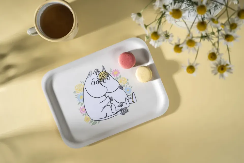 Muurla Mumin tray 20x27 cm, Flowers White Sale