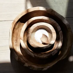 MUUBS teak salad bowl 30 cm, Nature Beige New
