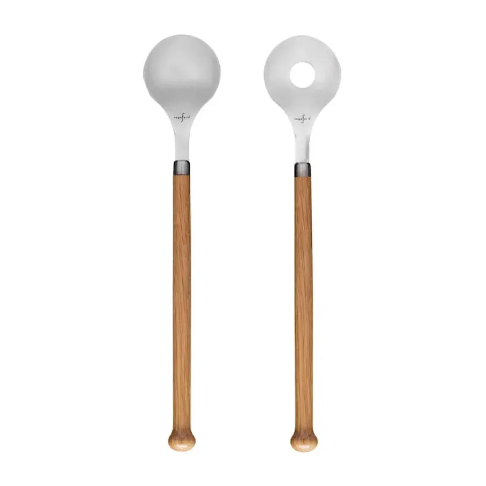 Sagaform Nature salad servers 2-pack, Oak Silver-colouredBrown Clearance