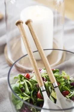 Sagaform Nature salad servers 2-pack, Oak Silver-colouredBrown Clearance