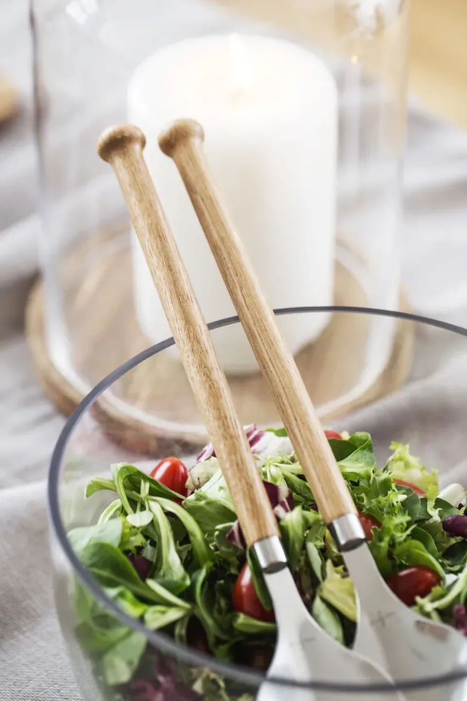 Sagaform Nature salad servers 2-pack, Oak Silver-colouredBrown Clearance