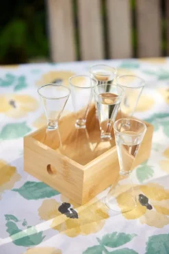 Sagaform Nature shot glasses in bamboo box 6-pack 4 cl, Bamboo Clear Brown