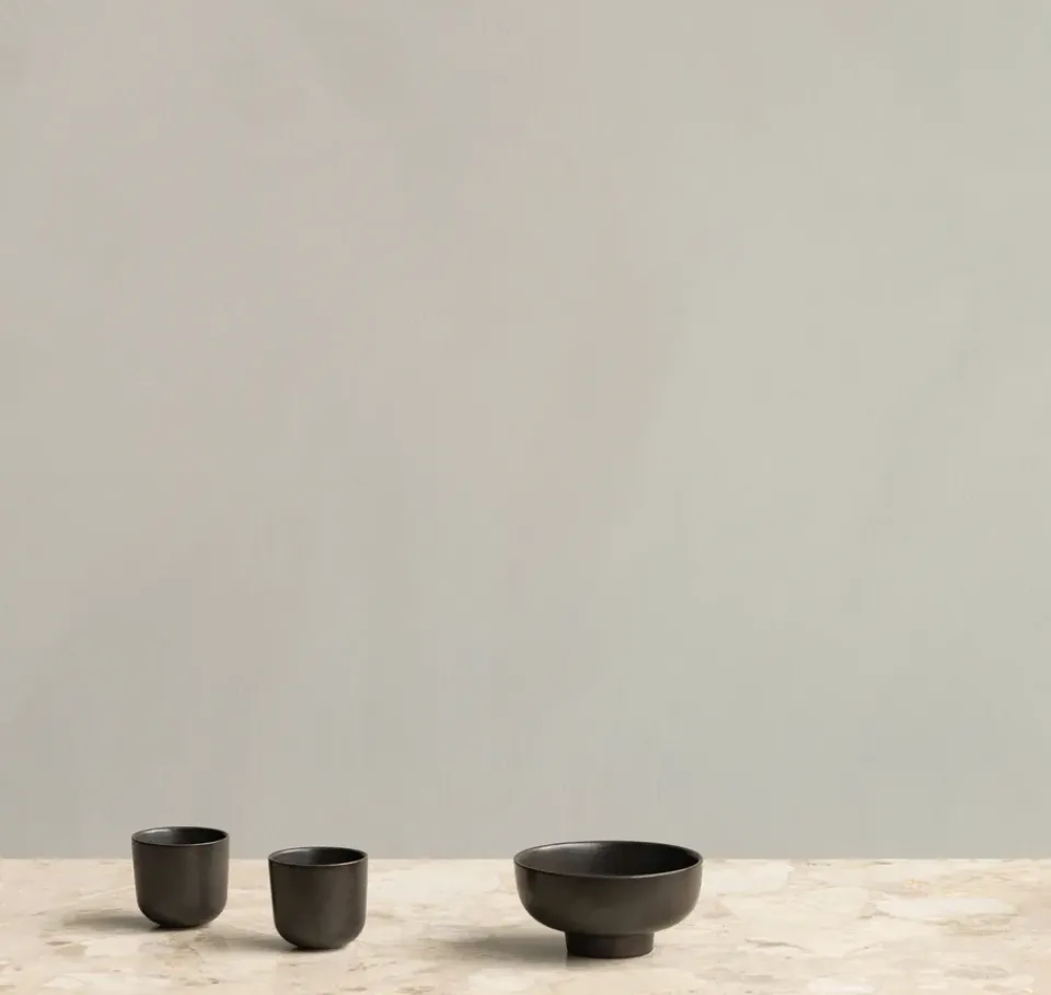 Audo Copenhagen New Norm bowl on foot Ø12 cm, Dark glazed BrownBlack New