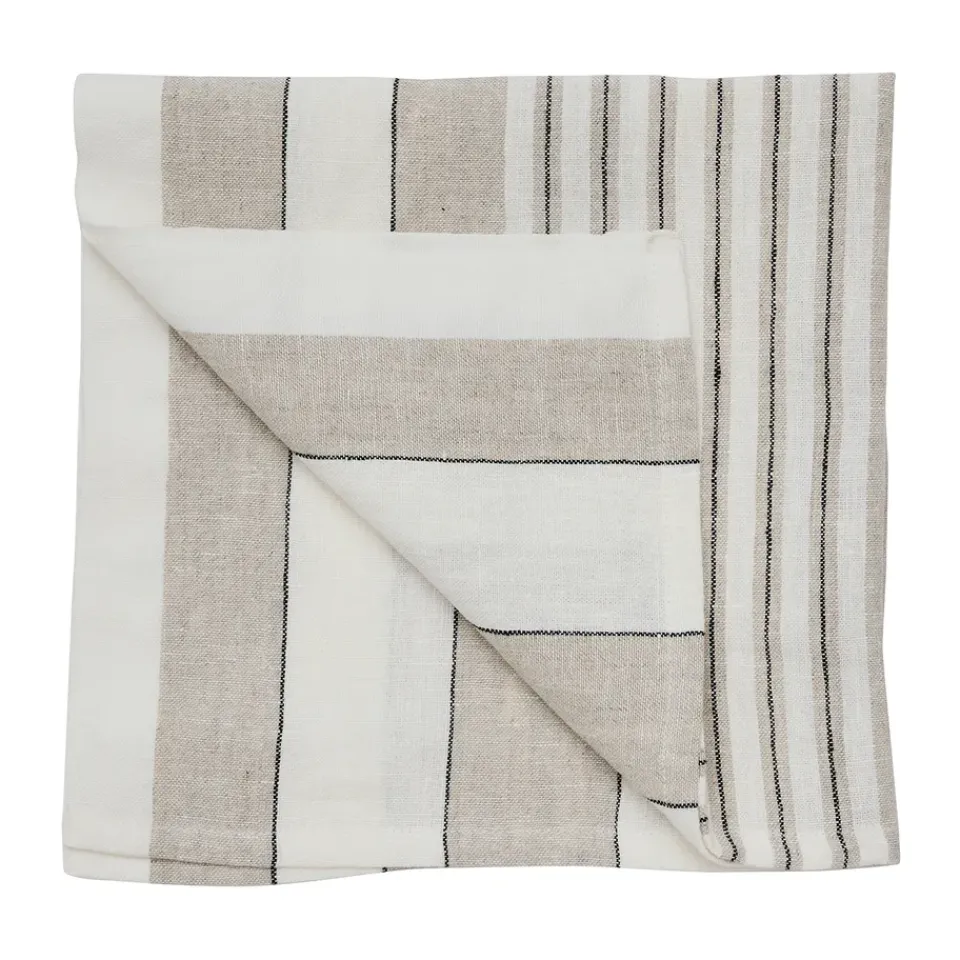 Tell Me More Noah linen napkin 50x50 cm, Beige stripe BeigeWhite Outlet