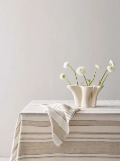 Tell Me More Noah linen napkin 50x50 cm, Beige stripe BeigeWhite Outlet
