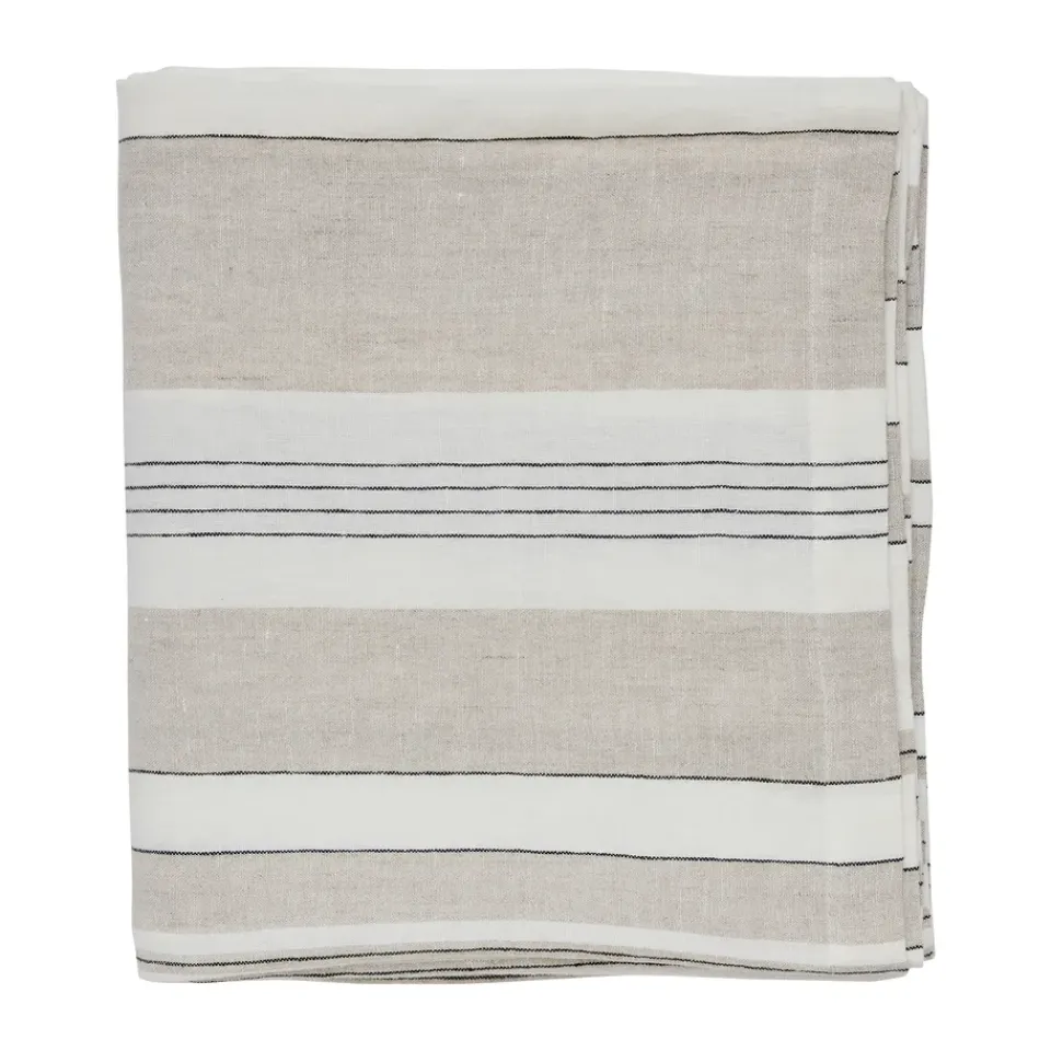 Tell Me More Noah tablecloth, Beige stripe, 145x330 cm BeigeWhite Best