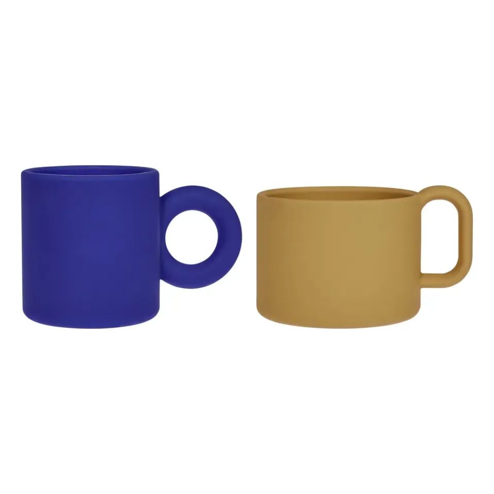 OYOY Nomu children's cup 2 pieces, Optic Blue-Light Rubber BlueGrey New