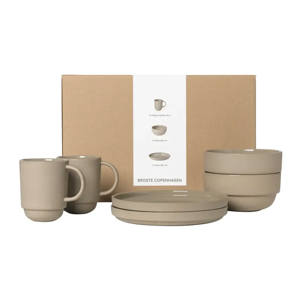 Broste Copenhagen Nordic Bistro dinner set for two, 6 pieces Beige Best