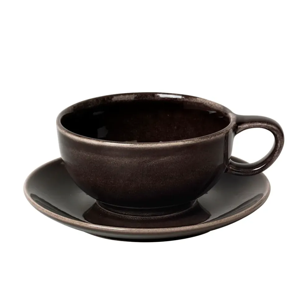 Broste Copenhagen Nordic Coal tea cup and saucer, 5.8 cm BrownGreyBlack New