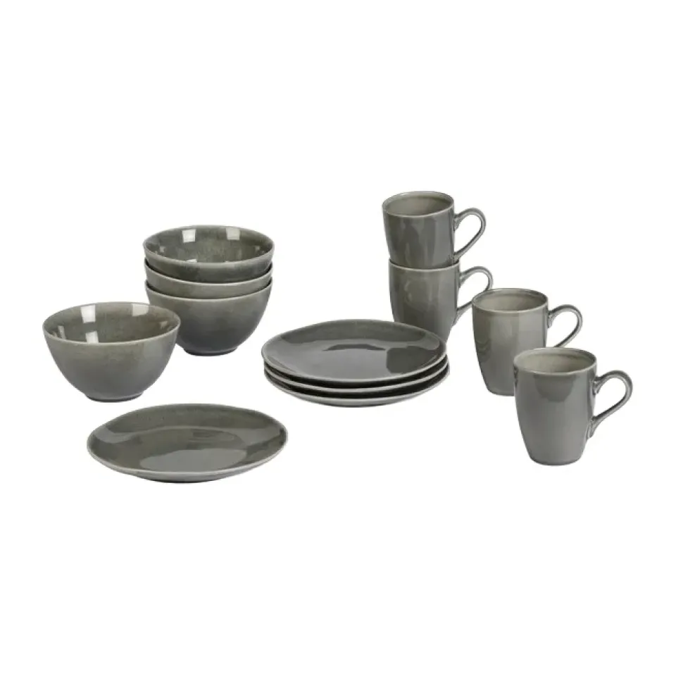 Broste Copenhagen Nordic Rain breakfast set, 12 pieces Grey New