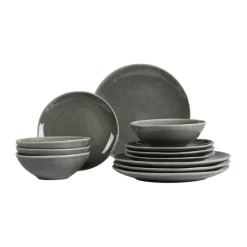 Broste Copenhagen Nordic Rain dinner set, 12 pieces Grey