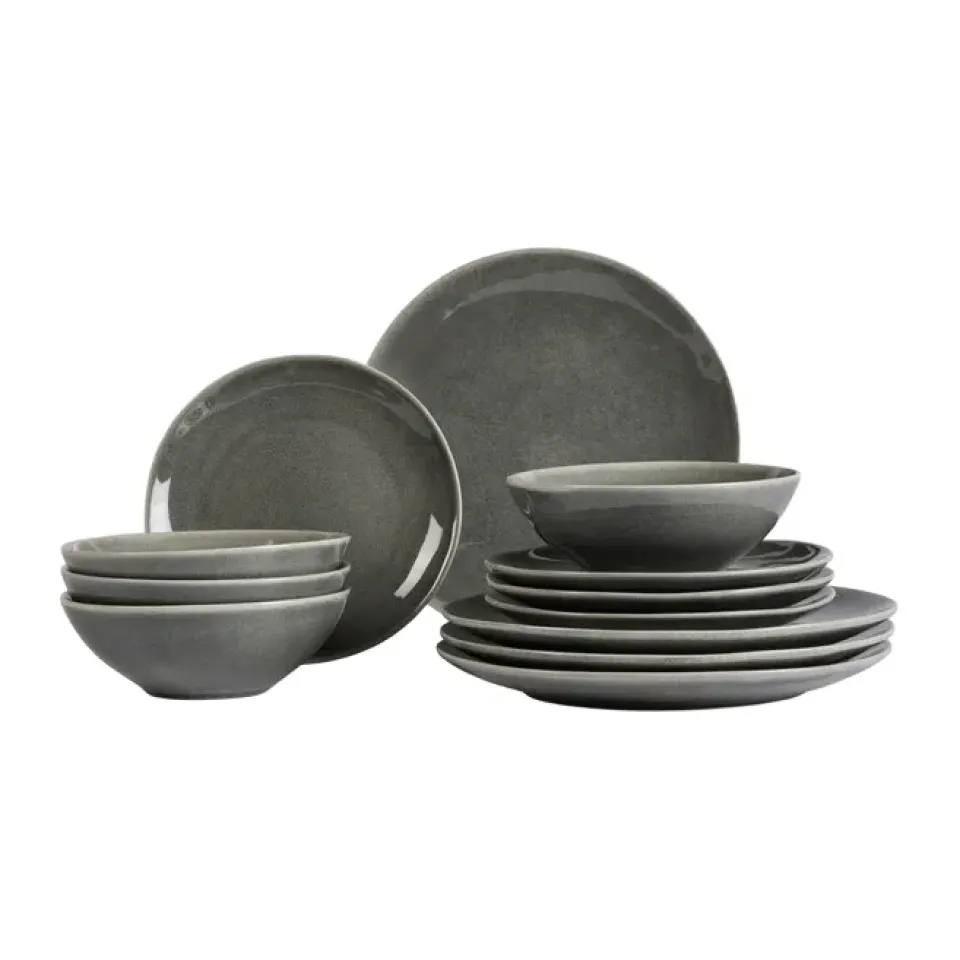 Broste Copenhagen Nordic Rain dinner set, 12 pieces Grey