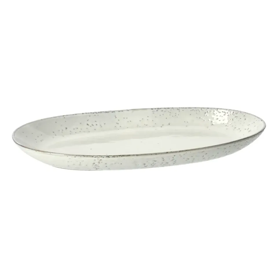 Broste Copenhagen Nordic Sand oval serving platter, 30x17 cm Beige New