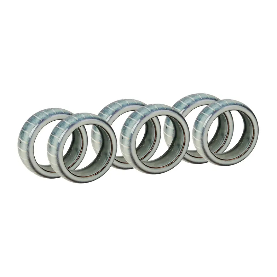 Broste Copenhagen Nordic Sea napkin ring 6-pack, Soft Blue Clearance