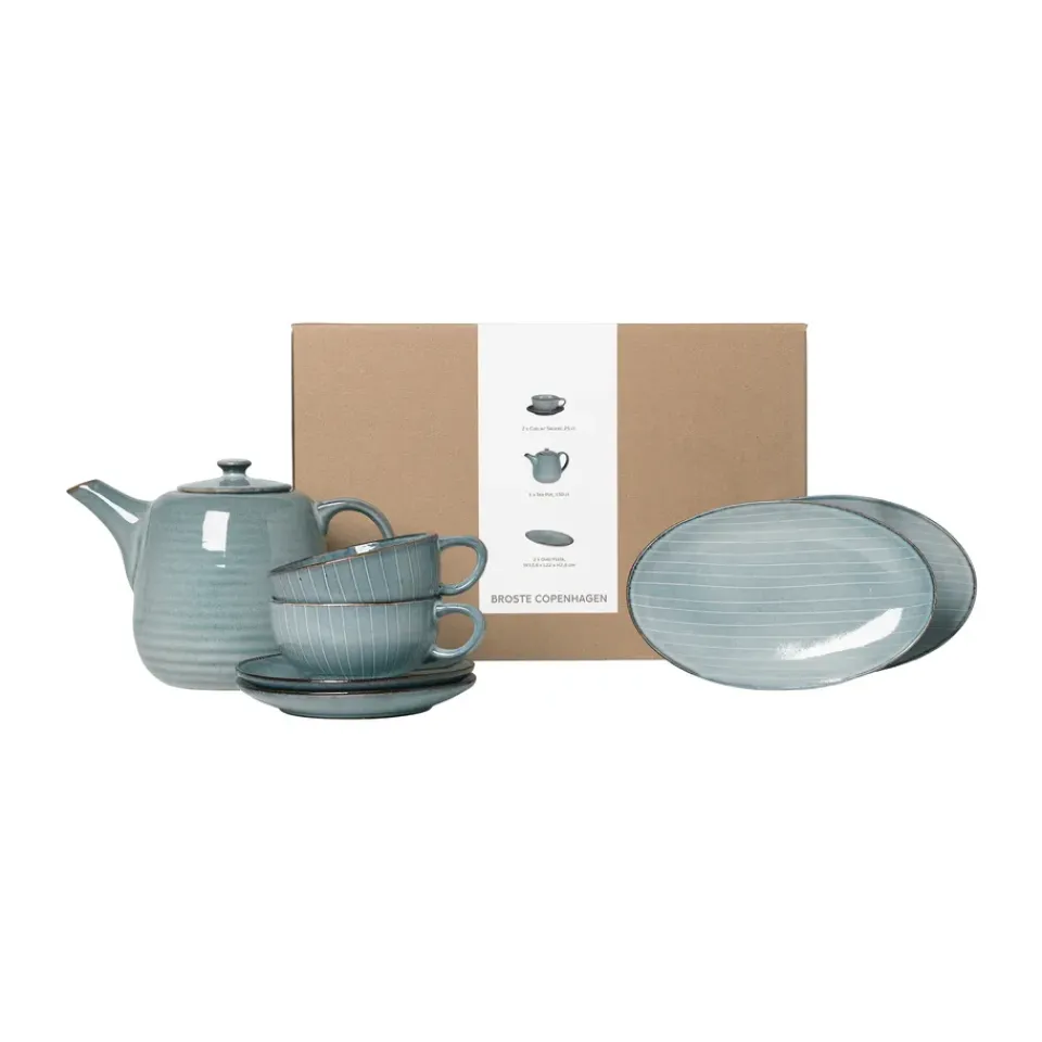 Broste Copenhagen Nordic Sea tea service for two, 5 pieces Blue