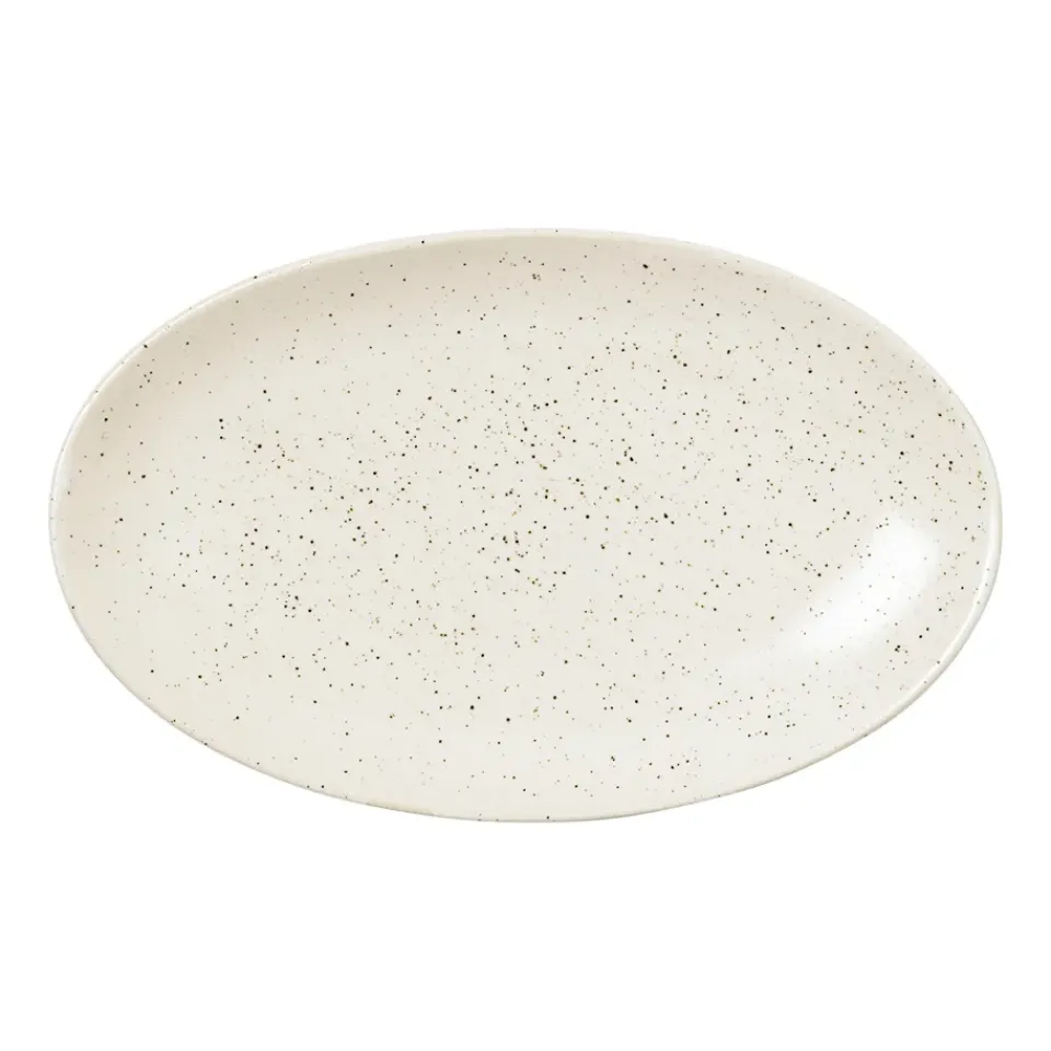 Broste Copenhagen Nordic Vanilla saucer oval 22 cm, Cream with grains BeigeWhite New