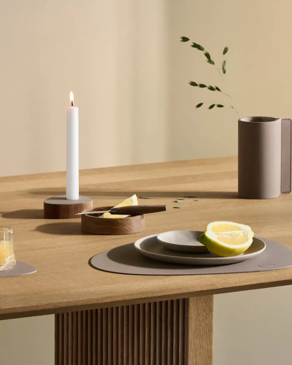 LIND DNA Nupo place mat curve M, Clay brown Beige New