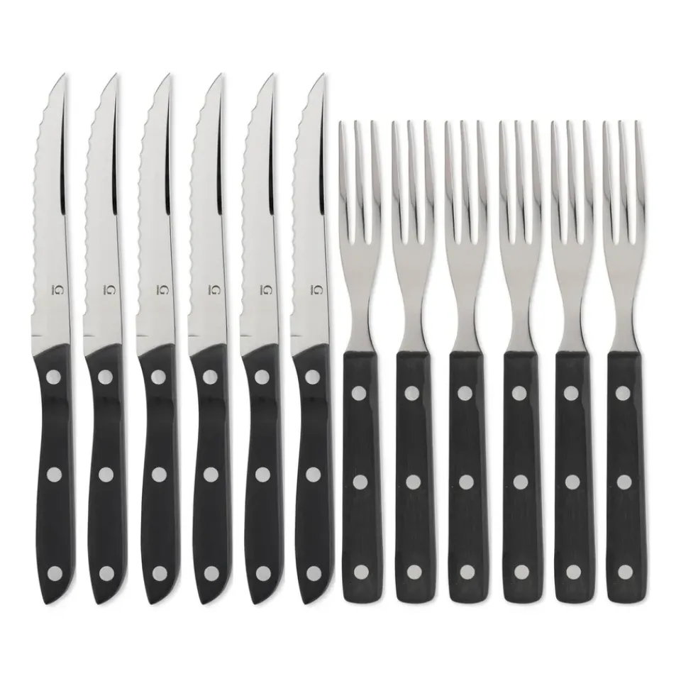 Gense Old Farmer black cutlery 12 pieces, 12 pieces Silver-colouredBlack Outlet