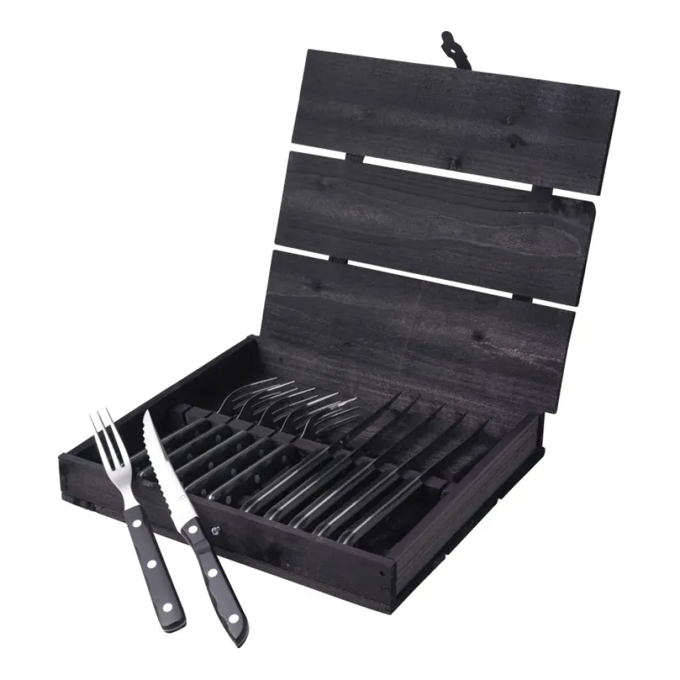 Gense Old Farmer black cutlery 12 pieces, 12 pieces Silver-colouredBlack Outlet